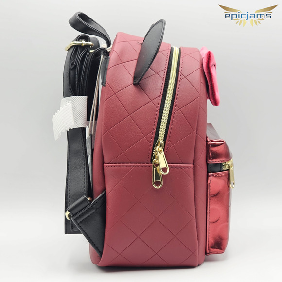 burgundy velour mini backpack BIS 'The Essential Backpack' in Loungefly Disney Minnie Mouse Burgundy